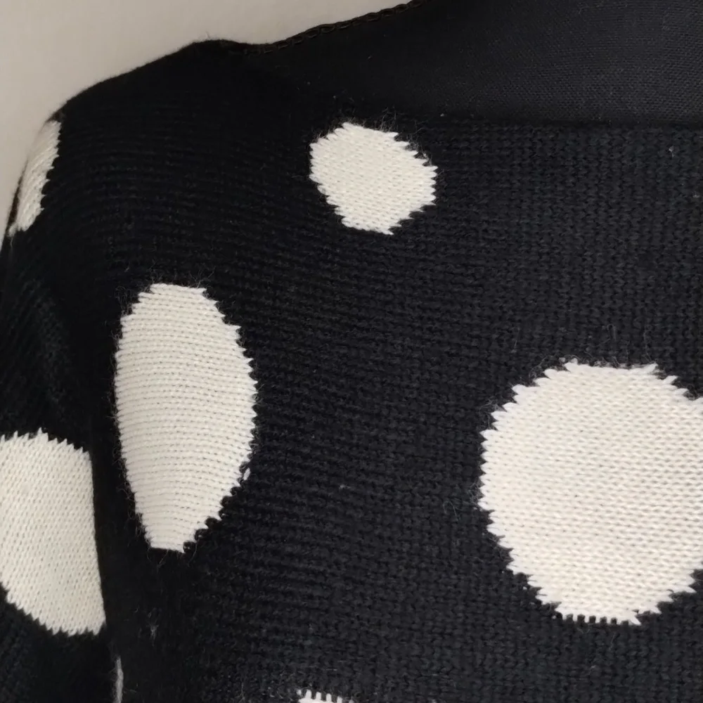 Leshop black white polkadot crop boatneck sweater Sz M/L